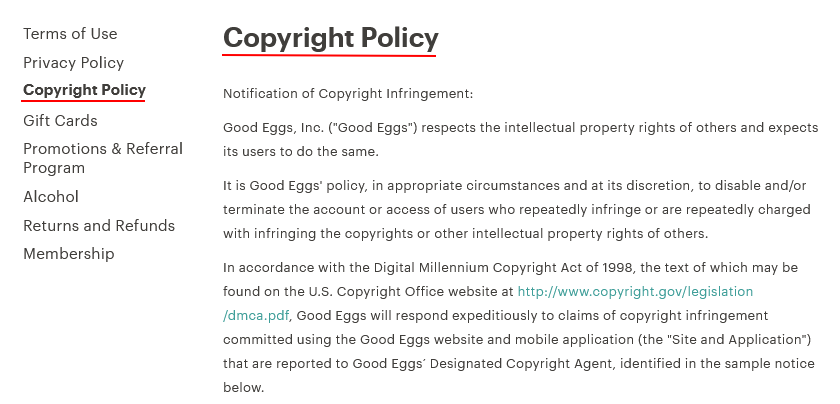 Good Eggs Copyright Policy intro
