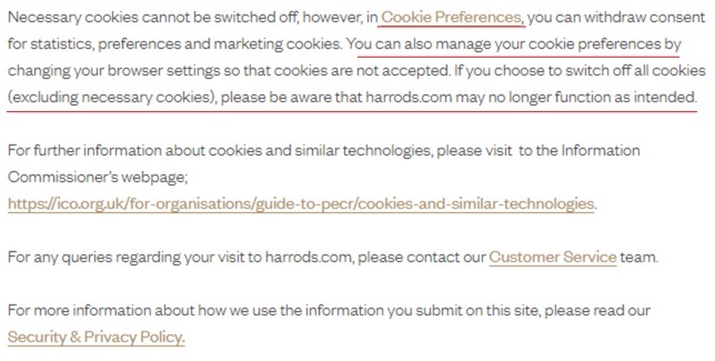 harrods-cookie-policy-preferences-manage-settings-clause-excerpt