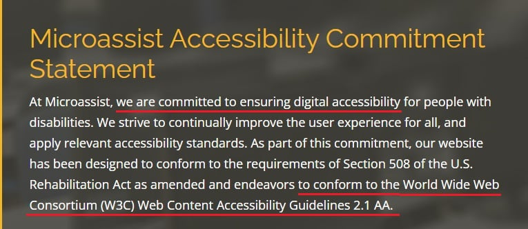 Microassist Accessibility Commitment Statement: Intro clause