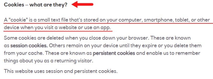 NatWest Group Privacy and Cookies Policy: What are cookies clause