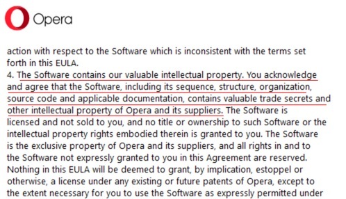 Opera EULA: Intellectual property clause