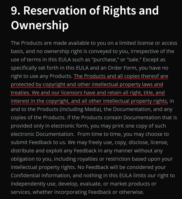 Appfire EULA: Reservation of Rights and Ownership clause