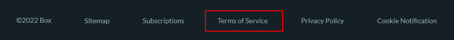 Box website footer with Terms of Service link highlighted