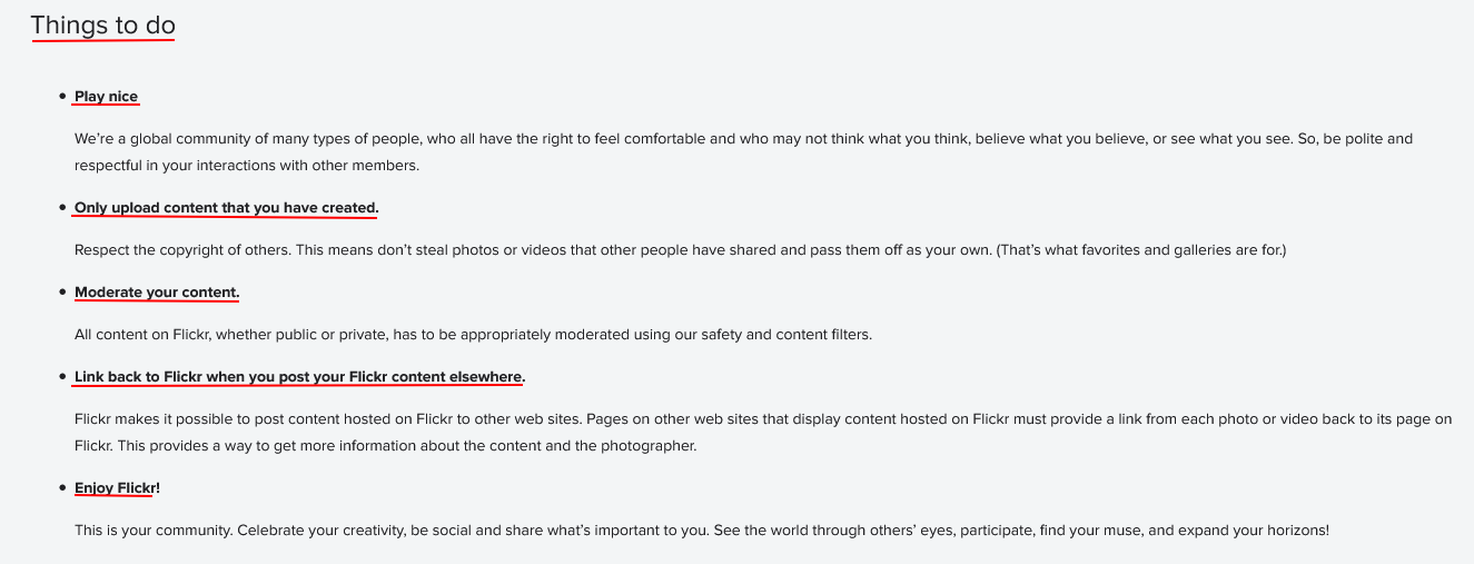 Flickr Community Guidelines: Things to do clause