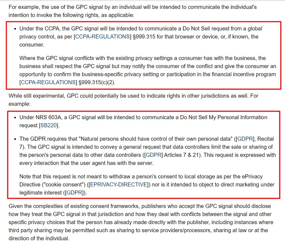 Global Privacy Control Proposal 27 Section 5: Legal Effects