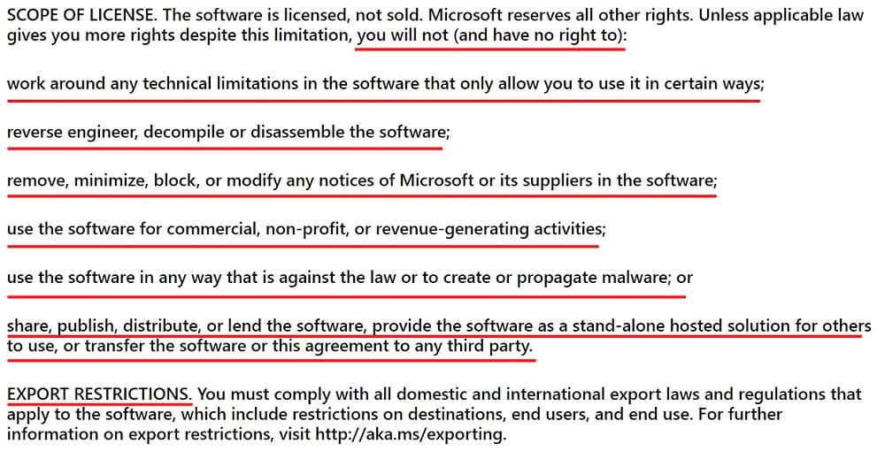 Microsoft Windows Virtual Desktop EULA: Scope of License clause