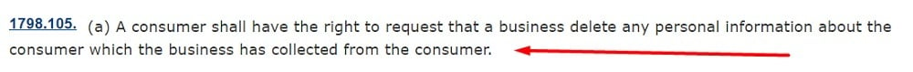 California Legislative Information: CCPA Section 1798 105 a