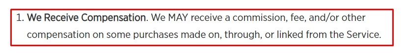 Conde Nast Products Made Available By Us clause - We Receive Compensation section