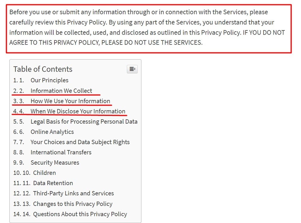 Creative Commons Privacy Policy: Intro and Table of Contents