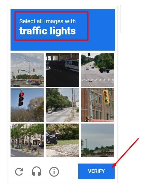 Example of a Google reCAPTCHA puzzle screenshot