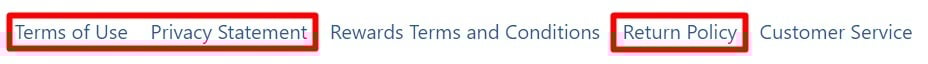 Office Depot website footer with Terms of Use, Privacy Statement and Return Policy links highlighted