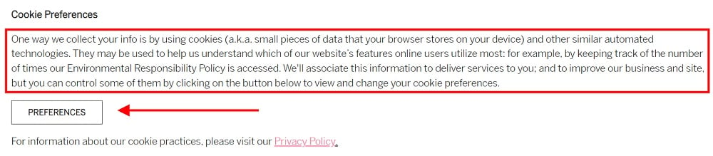 Victoria's Secret Do Not Sell or Share My Personal Information page - Cookie Preferences clause