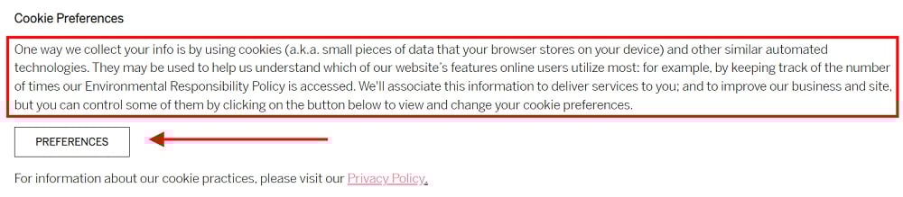 Victoria's Secret Do Not Sell or Share My Personal Information page - Cookie Preferences clause