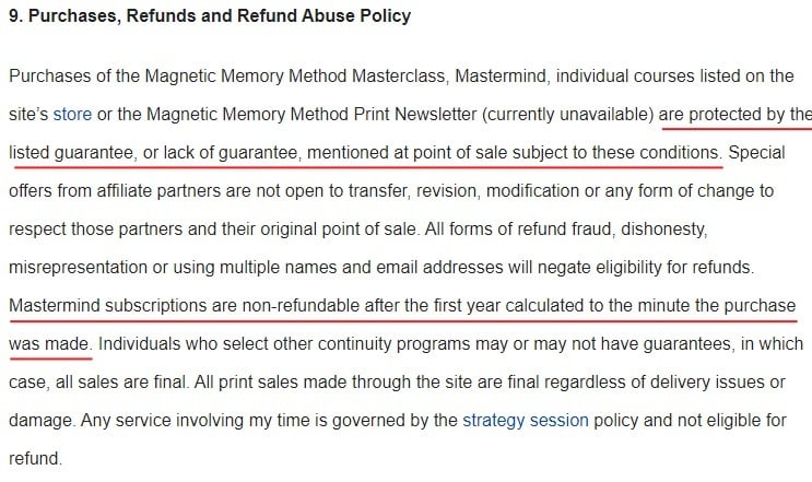 Magnetic Memory Method Terms of Service: Purchases, Refunds and Refund Abuse clause