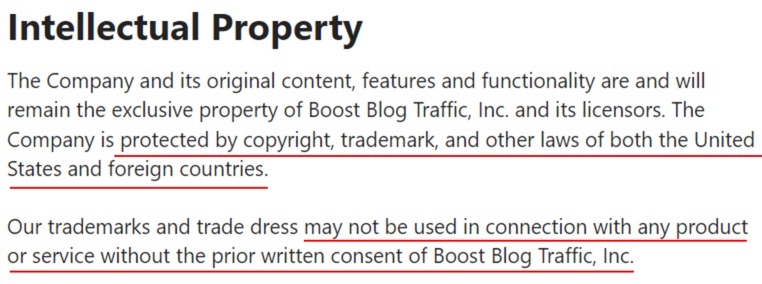 SmartBlogger Terms of Service: Intellectual Property clause