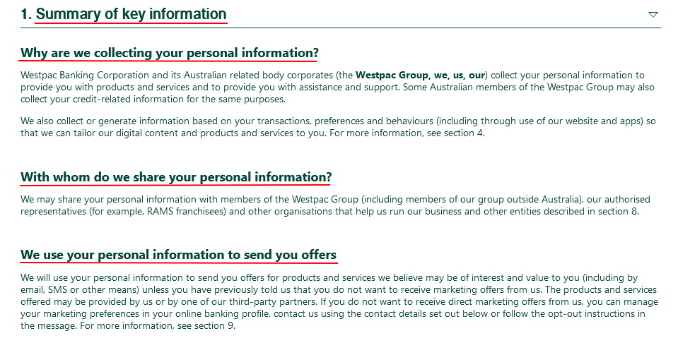st-george-bank-privacy-statement-summary-page-key-information-section-excerpt