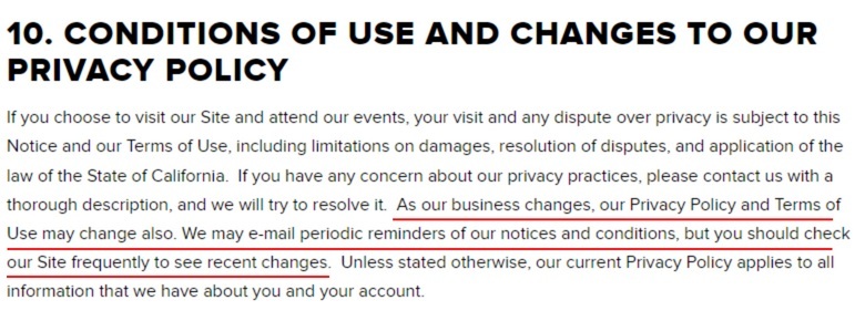 Tony Robbins Privacy Policy: Conditions of Use and Changes to our Privacy Policy clause