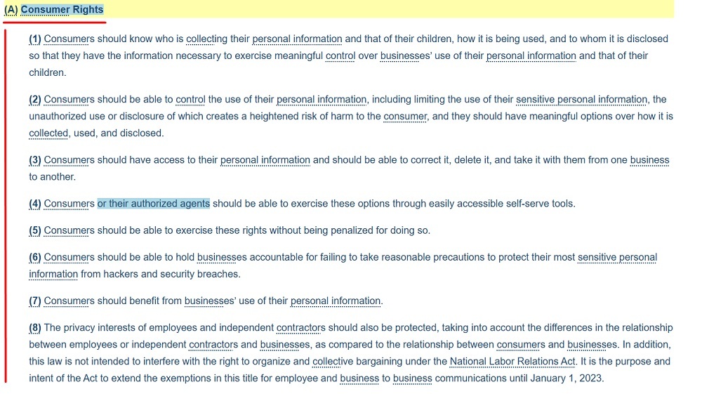 Californians for Consumer Privacy Annotated text of the CPRA: Consumer Rights section