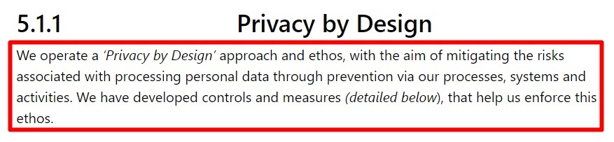 Epic Solutions Privacy Policy: Privacy by Design clause