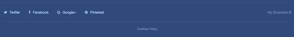 Example of a website footer with link to Cookies Policy