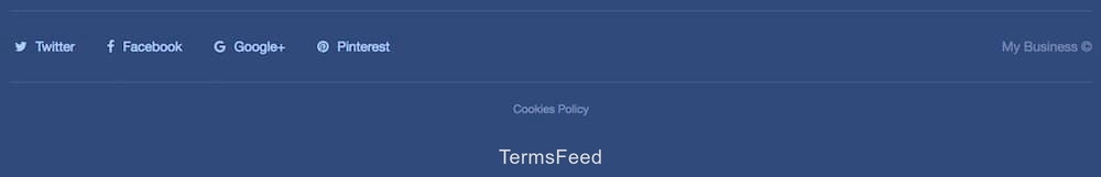 Example of a website footer with link to Cookies Policy