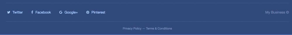 Example of website footer with links to Privacy Policy and Terms &amp; Conditions