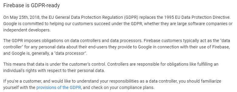 Firebase Privacy and Security: GDPR-ready intro