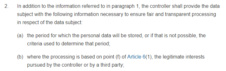 GDPR Info: Article 6 Section 1 - Information to be Provided Where Personal Data Have Not Been Obtained From the Data Subject