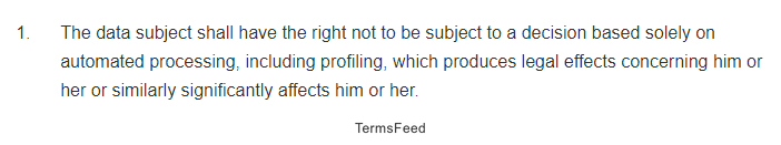 GDPR Info: Article 22 Section 1 - Automated Individual Decision-making Including Profiling