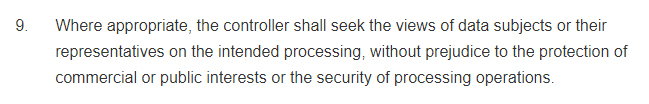 GDPR Info: Article 35 Section 9 - Data protection impact assessment