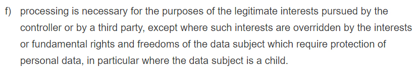 GDPR Info: Article 6 Section 1f - Lawfulness of Processing