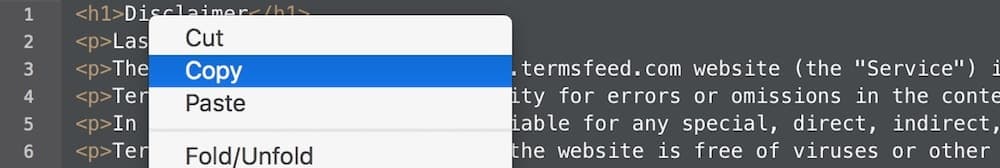 Right-click &gt; Copy to select the entire Disclaimer