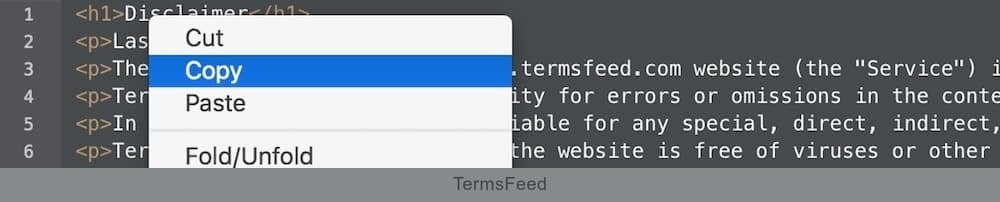 Right-click > Copy to select the entire Disclaimer