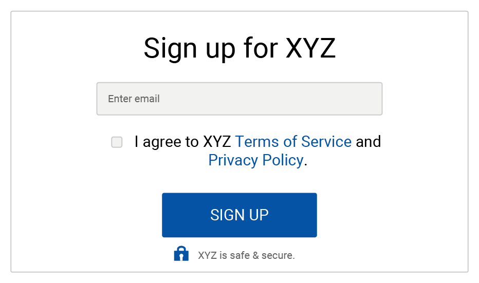 Generic example: Email sign-up form with checkbox to agree