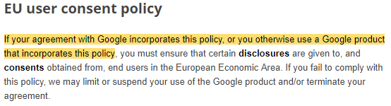 Google EU User Consent Policy: Intro section