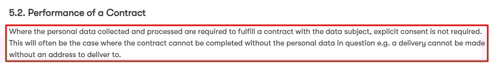 Kamsa Privacy Policy: Performance of a Contract clause