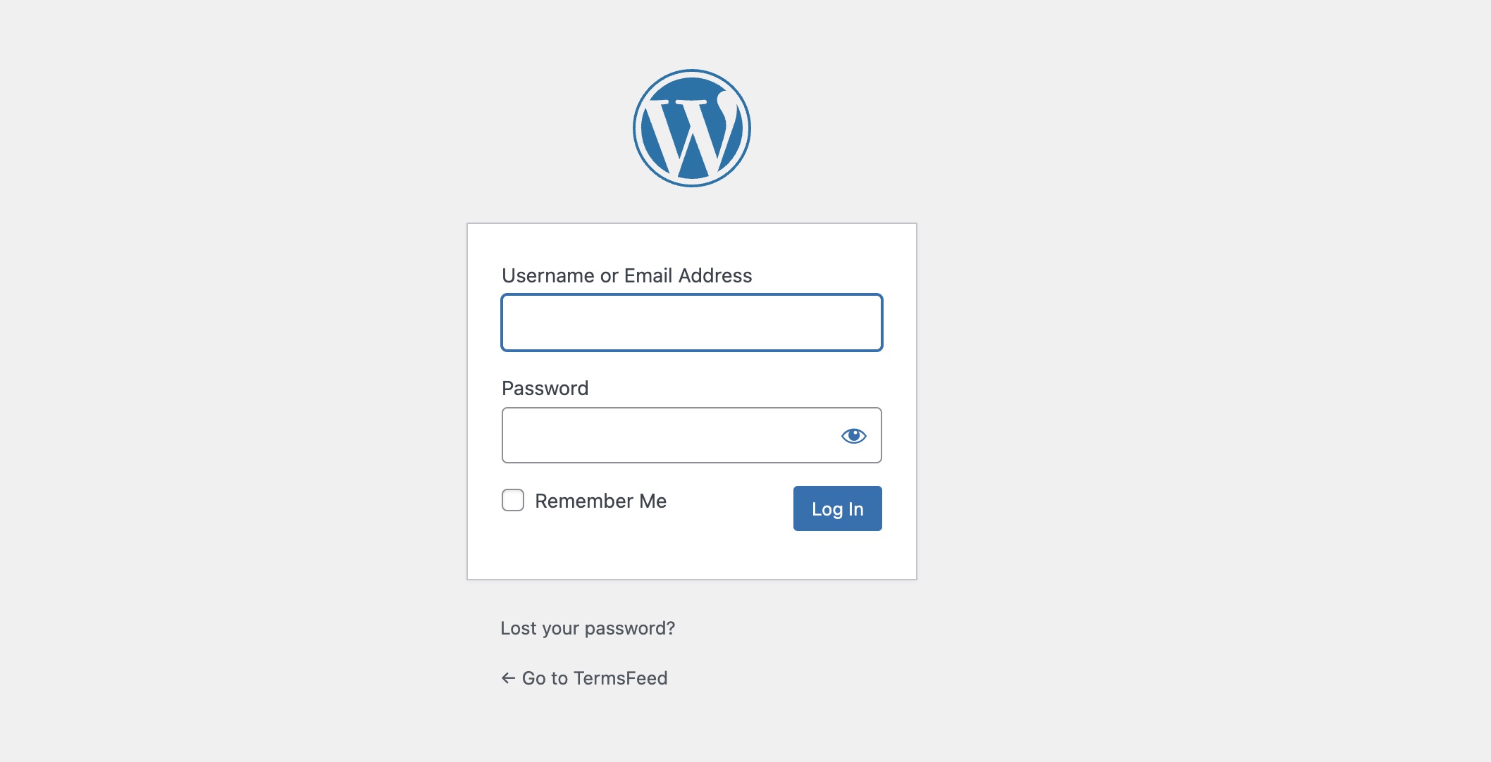 Login to WordPress Dashboard page