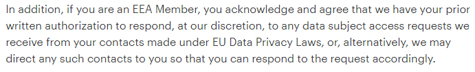 MailChimp Terms of Use: Excerpt of Compliance with Laws clause - EEA Members
