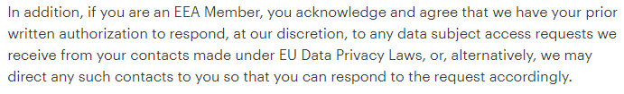 MailChimp Terms of Use: Excerpt of Compliance with Laws clause - EEA Members