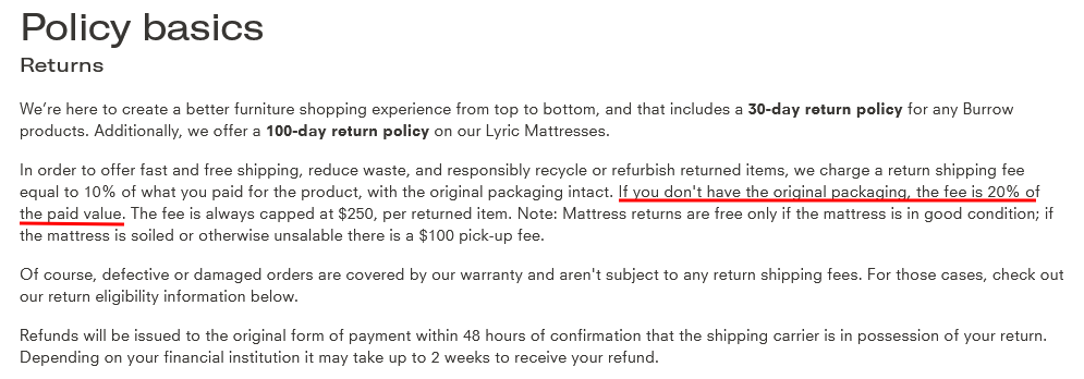 burrow-returns-policy-basics-restocking-fee-section-highlighted