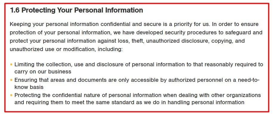 Enbridge Privacy Statement: Protecting Your Personal Information clause
