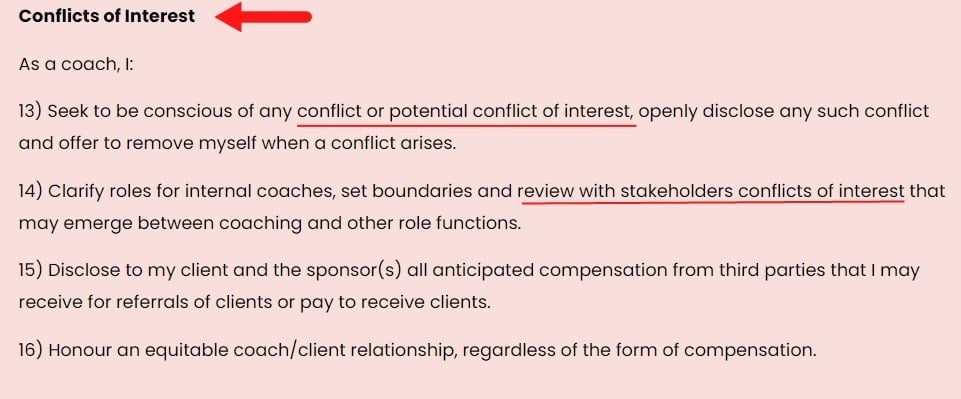 Life Coaching by Vivienne: Conflicts of interest disclaimer