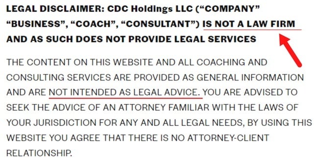 Next Level Coaching and Consulting: Legal advice disclaimer