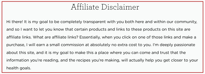 Simply Quinoa Affiliate Disclaimer excerpt