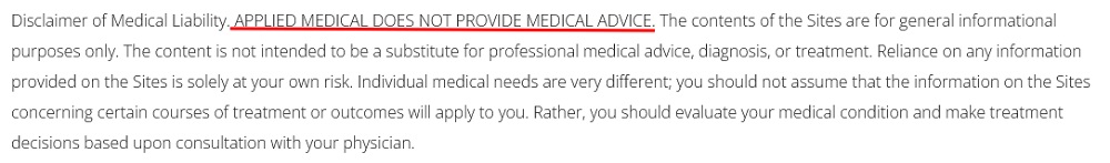 Applied Medical: Medical advice disclaimer