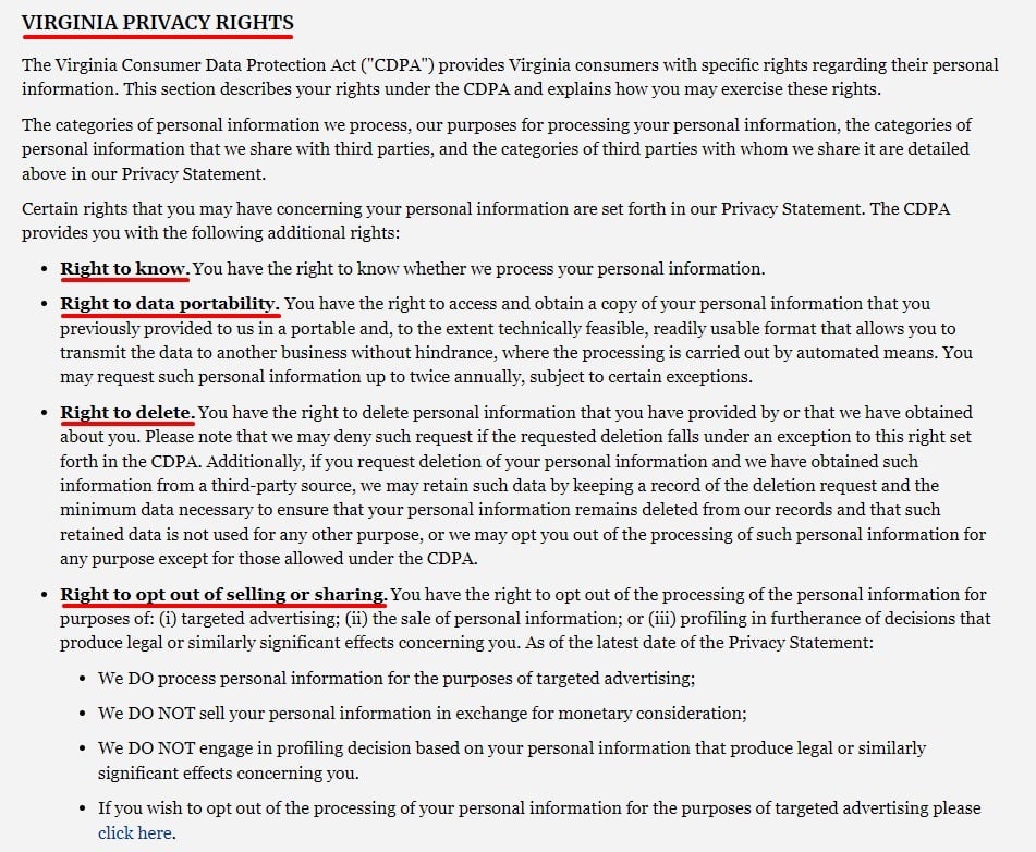 Forbes Privacy Statement: Virginia Privacy Rights clause