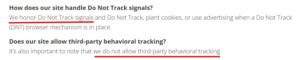 G2 Inc Privacy Policy: Do Not Track DNT and behavioral tracking sections