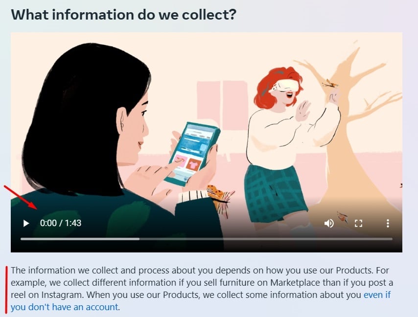 Meta Privacy Policy: What Information Do We Collect clause - Video intro