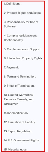 Redocly Subscription Agreement Table of Contents