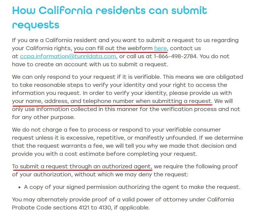 Tunnl California Privacy Rights: How CA residents can submit requests